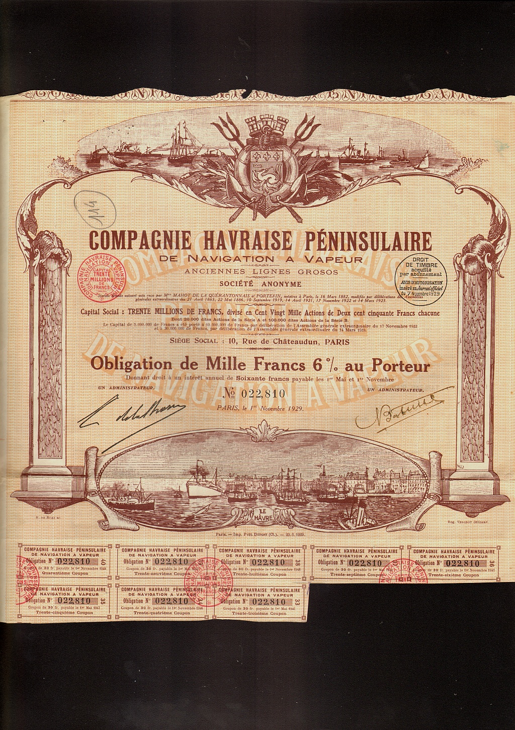 France Maritime Comp Havraise Peninsulaire De Navigation A Vapeur 1929 Paris Ebay